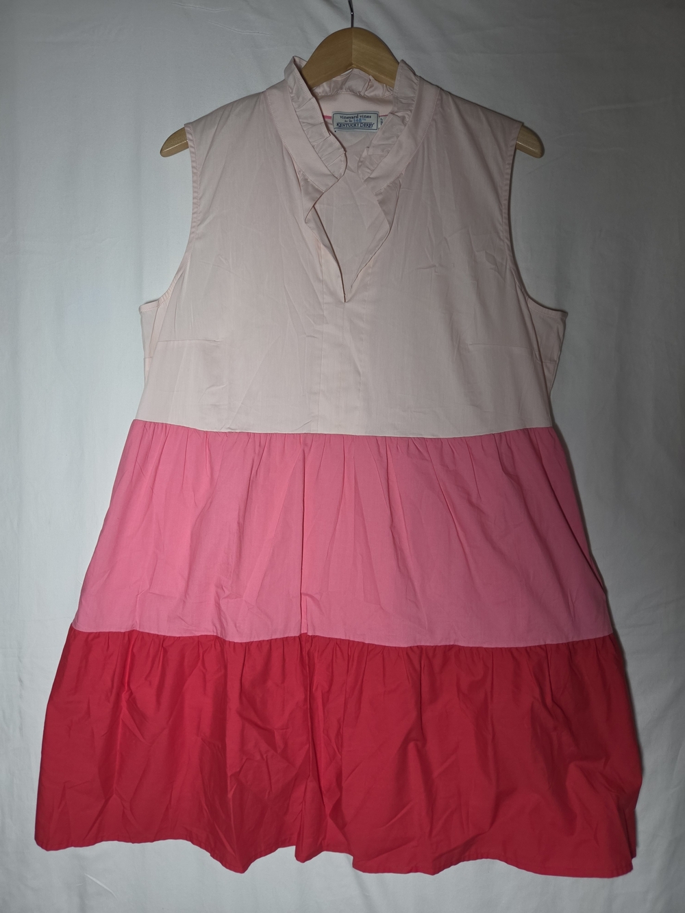 Vineyard Vines Pink Colorblock Sleeveless Tiered Dress